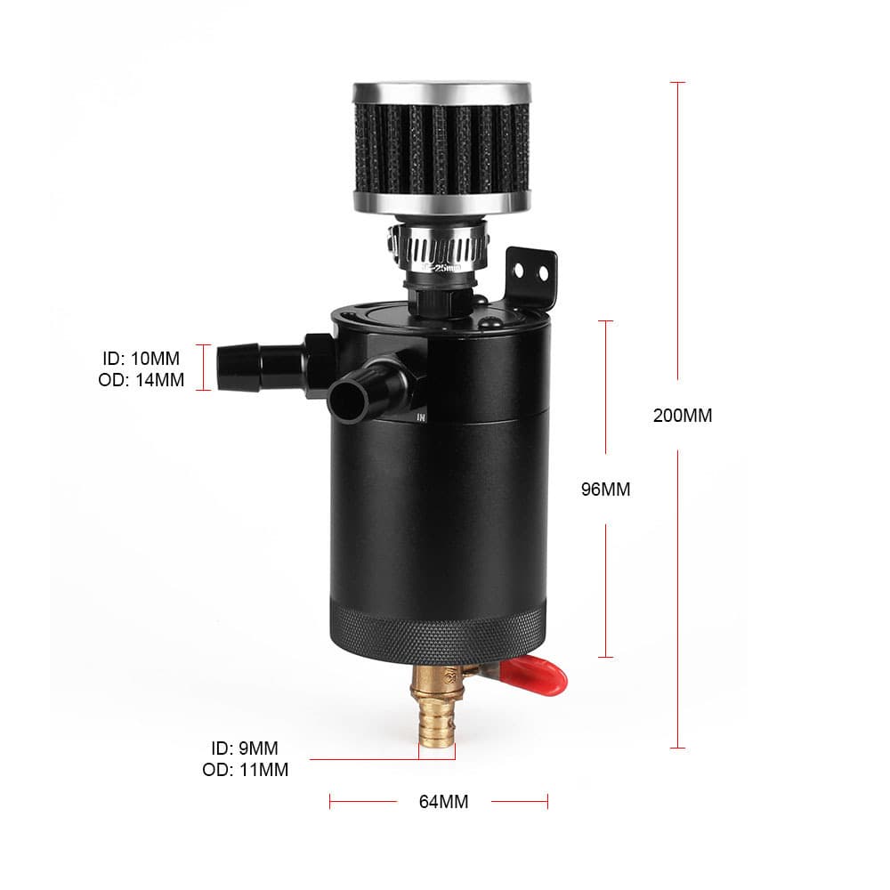 Car Modified Two-Port Oil Catch Can with Breather Air Filter Billet Aluminum Oil Separator with Air Filter
