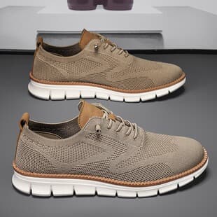 Big Size Men's Shoes Cross-Border Hot Selling British Style Men's Shoes Summer Breathable Sports Shoes Flywoven Mesh Men's Running Trendy Shoes