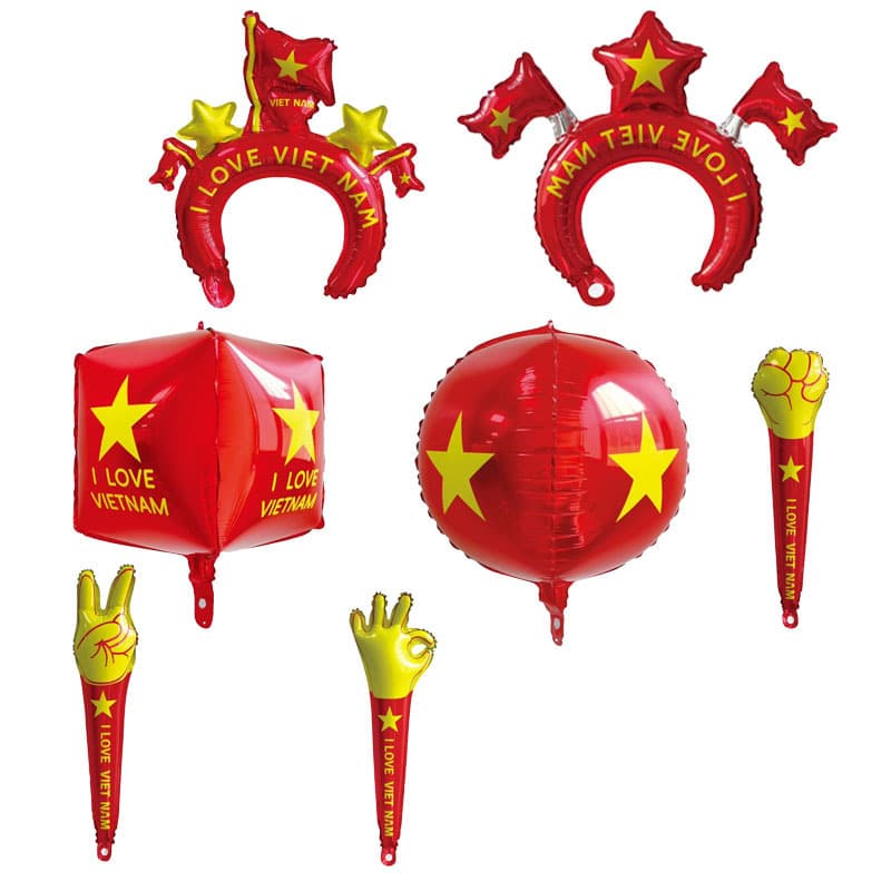 Vietnam series event celebration atmosphere themed balloon headband holding stick flag balloon five-pointed star love balloon