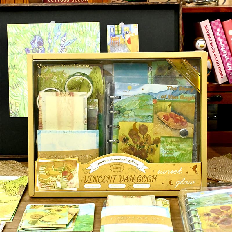 Artistic Retro European Style Journal Gift Set, Simple Van Gogh Oil Painting Journal Tool and Material Set
