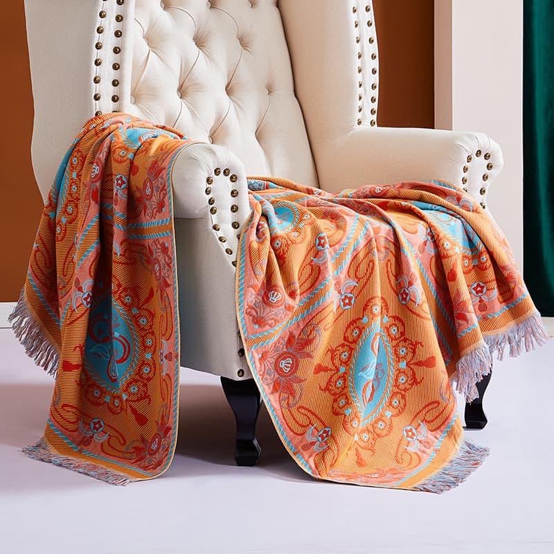Live Stream Supply Source 110*210cm Home Woven Jacquard Bath Towel, Leisure Blanket, Fashionable Multi-functional Throw