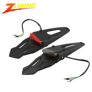 Off-Road Motorcycle Rear Fender Tail Light Brake Light Modification LED Triangle Brake Tail Light License Plate Rear Tail Plate