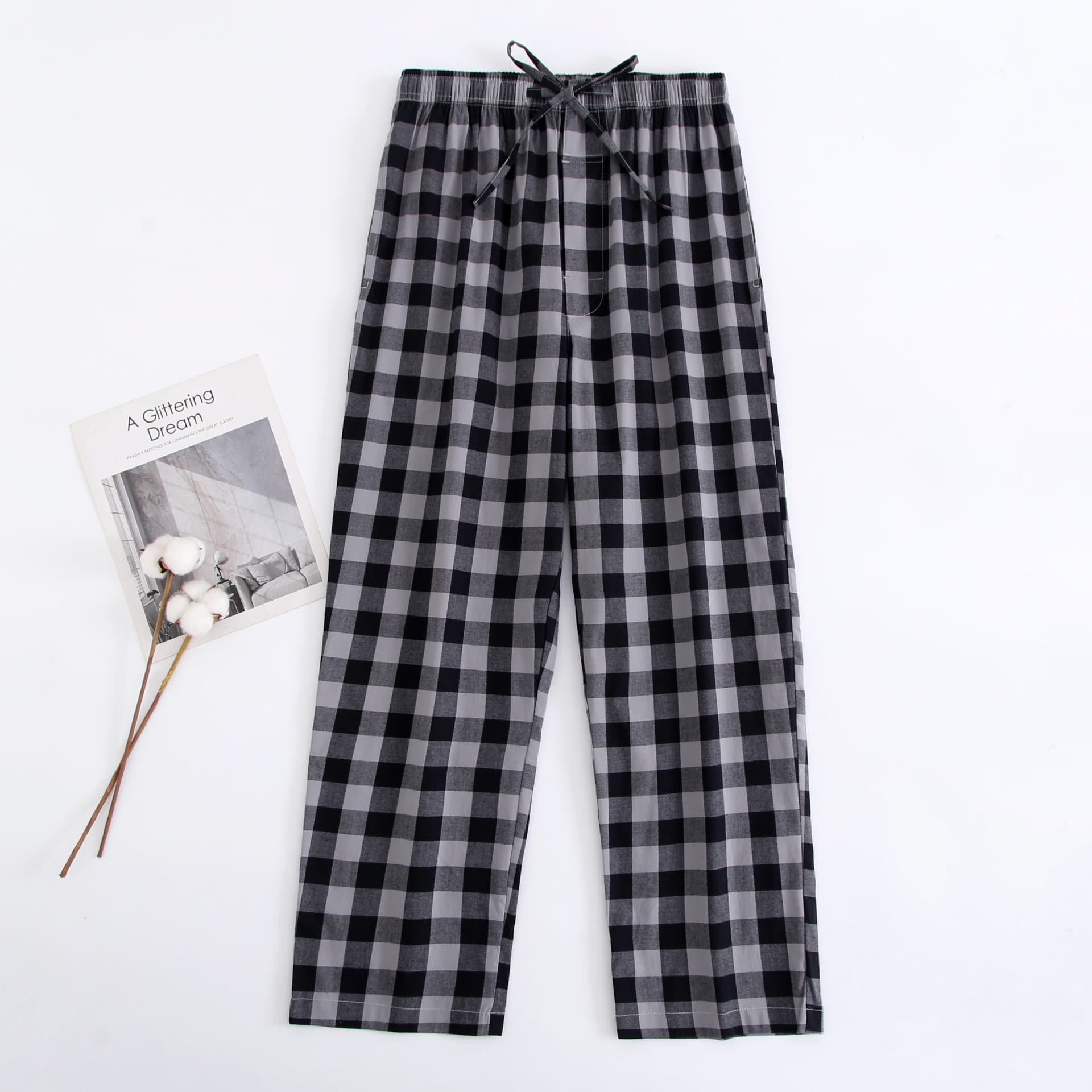 Spring and Summer Men's Thin Sleep Pants, Pure Cotton, Plus Size, Loose, Comfortable, Breathable, Air Conditioning Home Pants, New Arrival for Amazon Export
