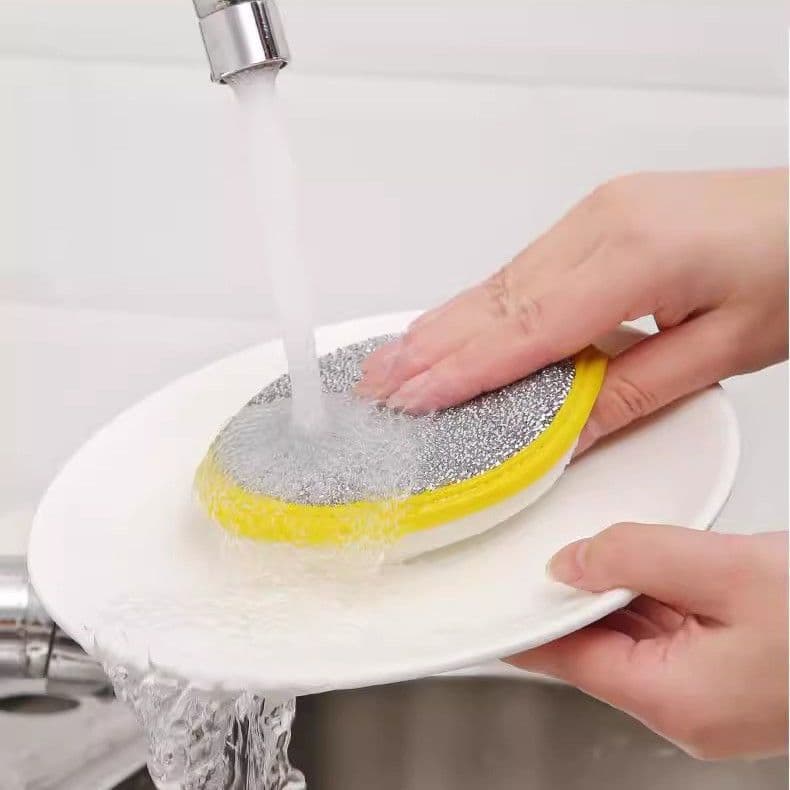 Double-sided sponge scrubber for home kitchen, dishwashing sponge, pot cleaning tool, oil-resistant cleaning cloth, dishcloth, geotextile MU.