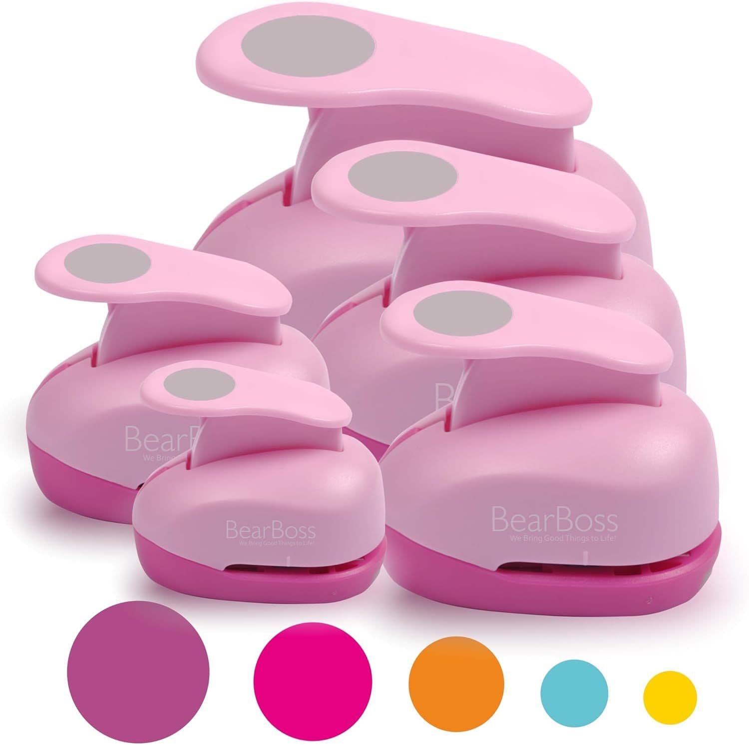 BearBoss 5-Piece Craft Hole Punch, Handmade Scrapbook Paper Hole Punch, Different Sizes for Scrapbooking