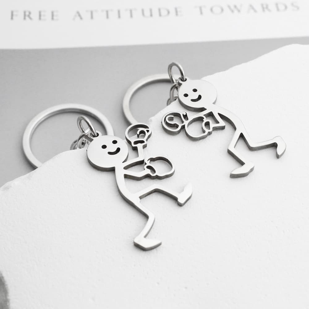 Cross-border Hot-selling Stainless Steel Keychain Sports Boxing Matchstick Couple Keychain Ins Funny Accessory