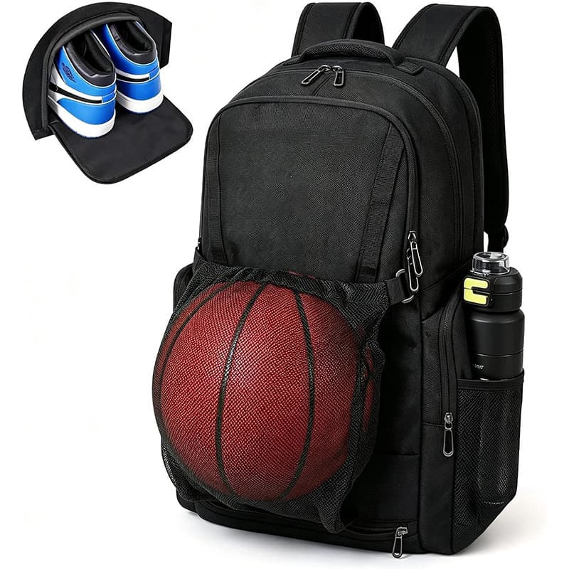 Basketball bag, sports backpack for men, waterproof outdoor football bag for women, large capacity student backpack with independent shoe compartment