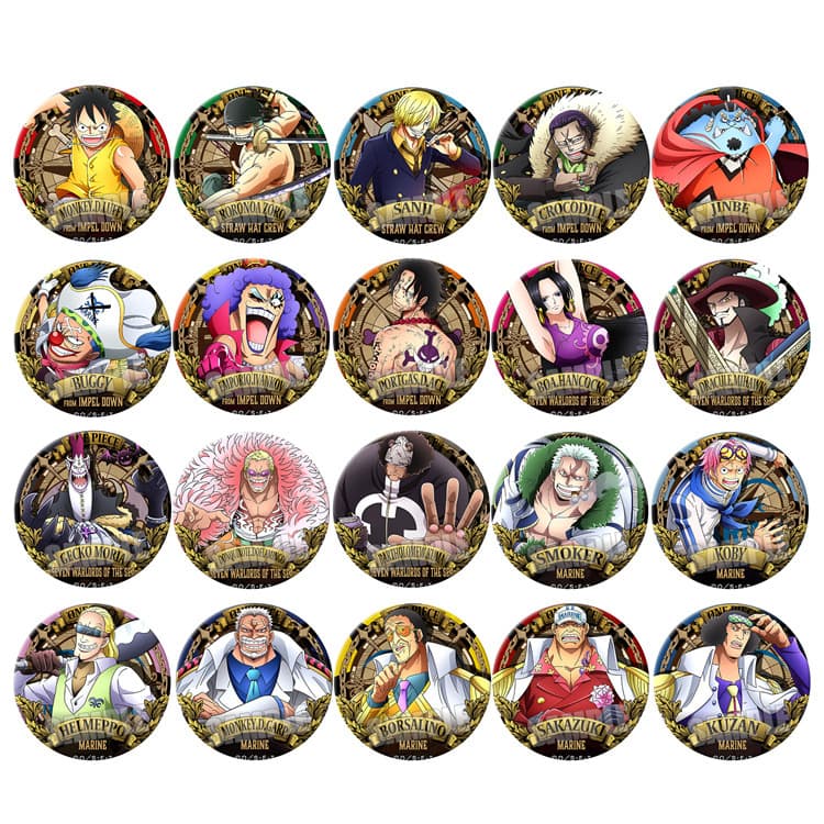 One Piece Badge - Ace/Luffy/Zoro/Crocodile Anime Pin Brooch K