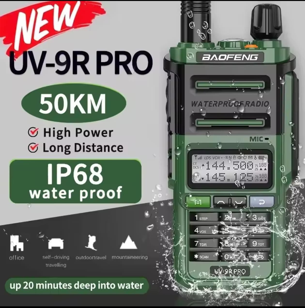 Baofeng BF-UV9R Pro Type-C Direct Charging IP68 Waterproof Walkie-Talkie UV9R Intercom
