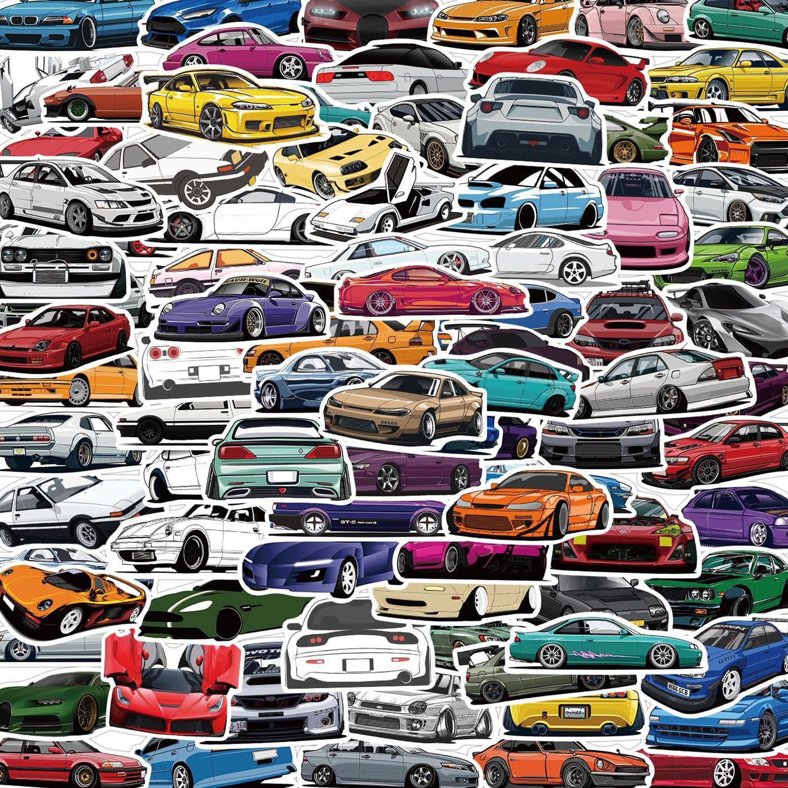 100 Cross-border Racing Car Graffiti Stickers Decals Waterproof for Cups Scooters Luggage