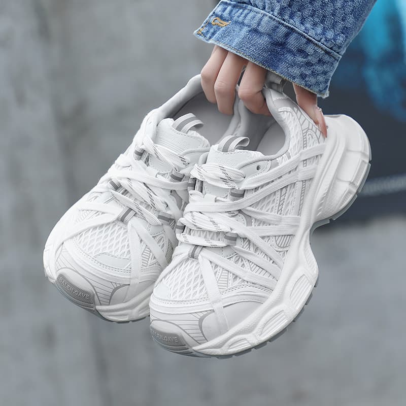 Platform Lace-Up Mesh Lightweight Versatile Casual Women Shoes Breathable Height Increase 2025 Spring