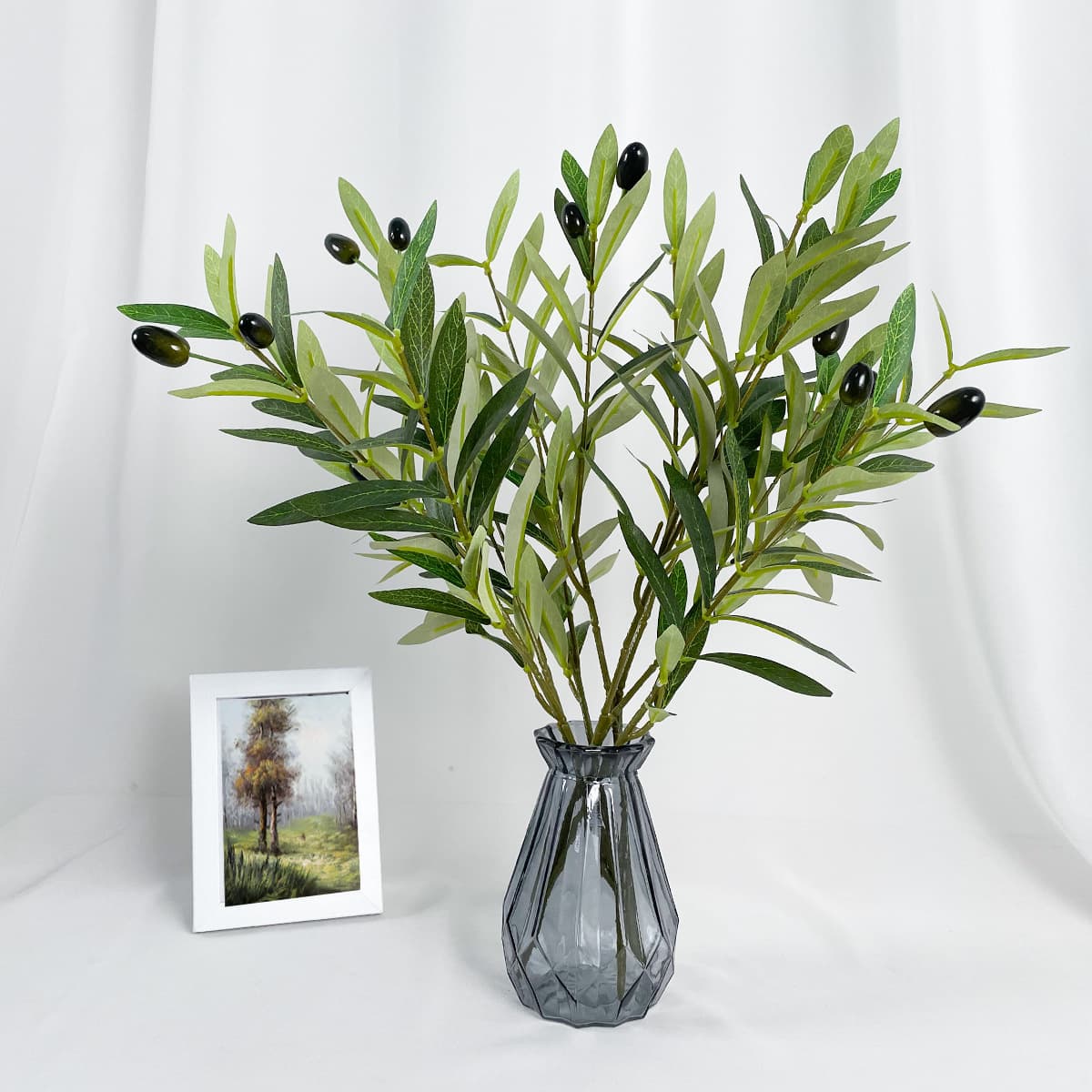 Cross-border Amazon Artificial Olive Tree Floor Decoration Floral Arrangement Green Plant Potted Fake Tree Green Fruit Leaves