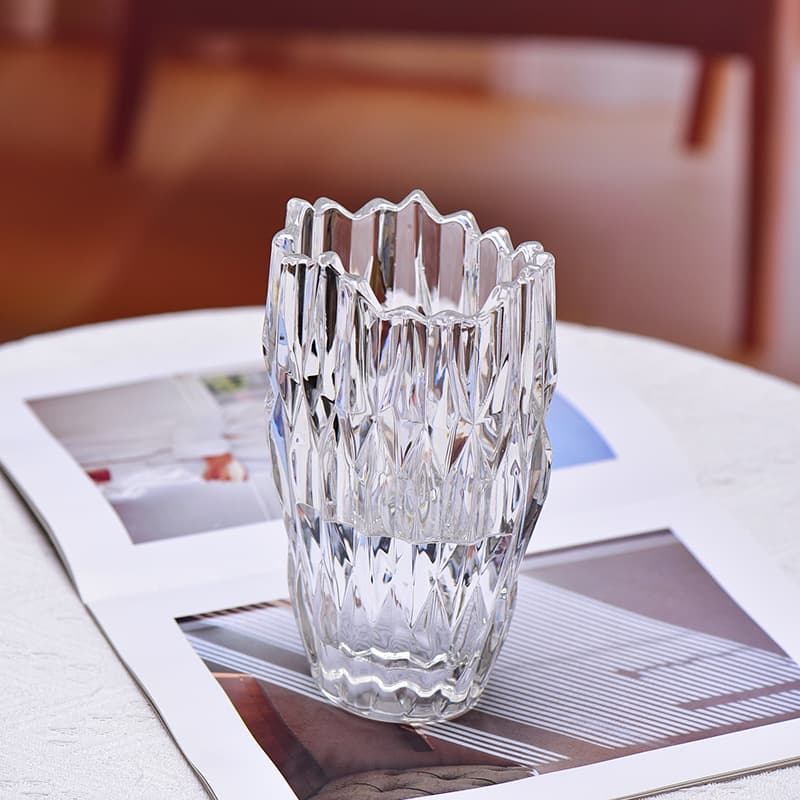 Light Luxury Simple Thickened Dining Table Clear Glass Vase Creative Irregular Mouth Flower Arrangement Vase Home Coffee Table Decoration