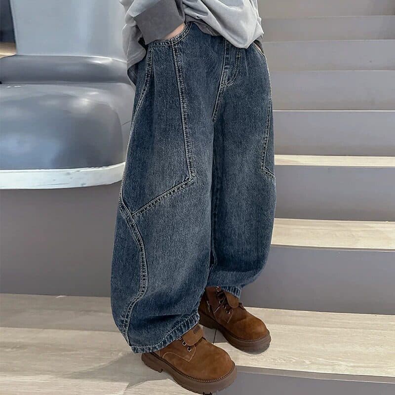Boys' Fall Streetwear Jeans 2026 New Arrival Kids' Cool Casual Curved Blade Pants Trendy Spring Autumn Outfit