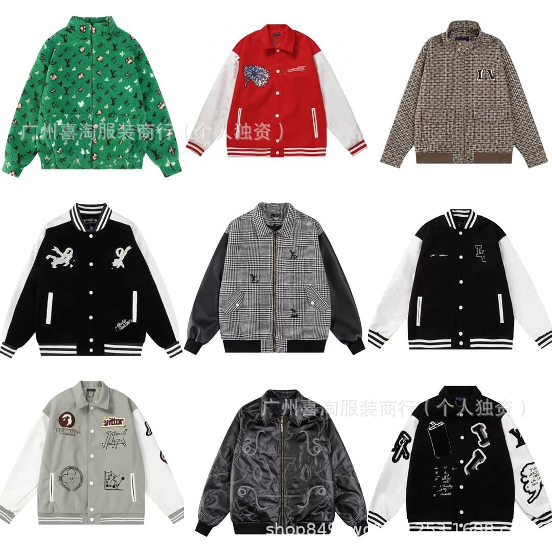 Cross-border High Quality LV 25 Autumn New Luxury LOGO Embroidery Towel Embroidery L Brand Baseball Jacket Coat