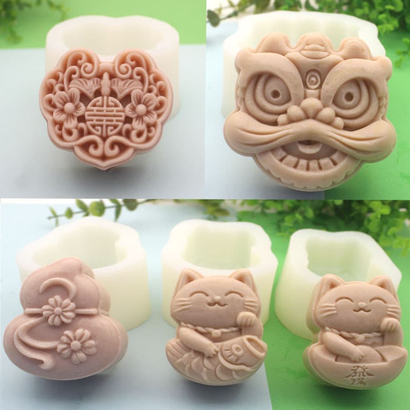 Chinese Trend Series: Awakening Lion, Ruyi Lock, Lucky Cat Mousse Cake, Chocolate, Ice Cream, Candle, Soap Mold