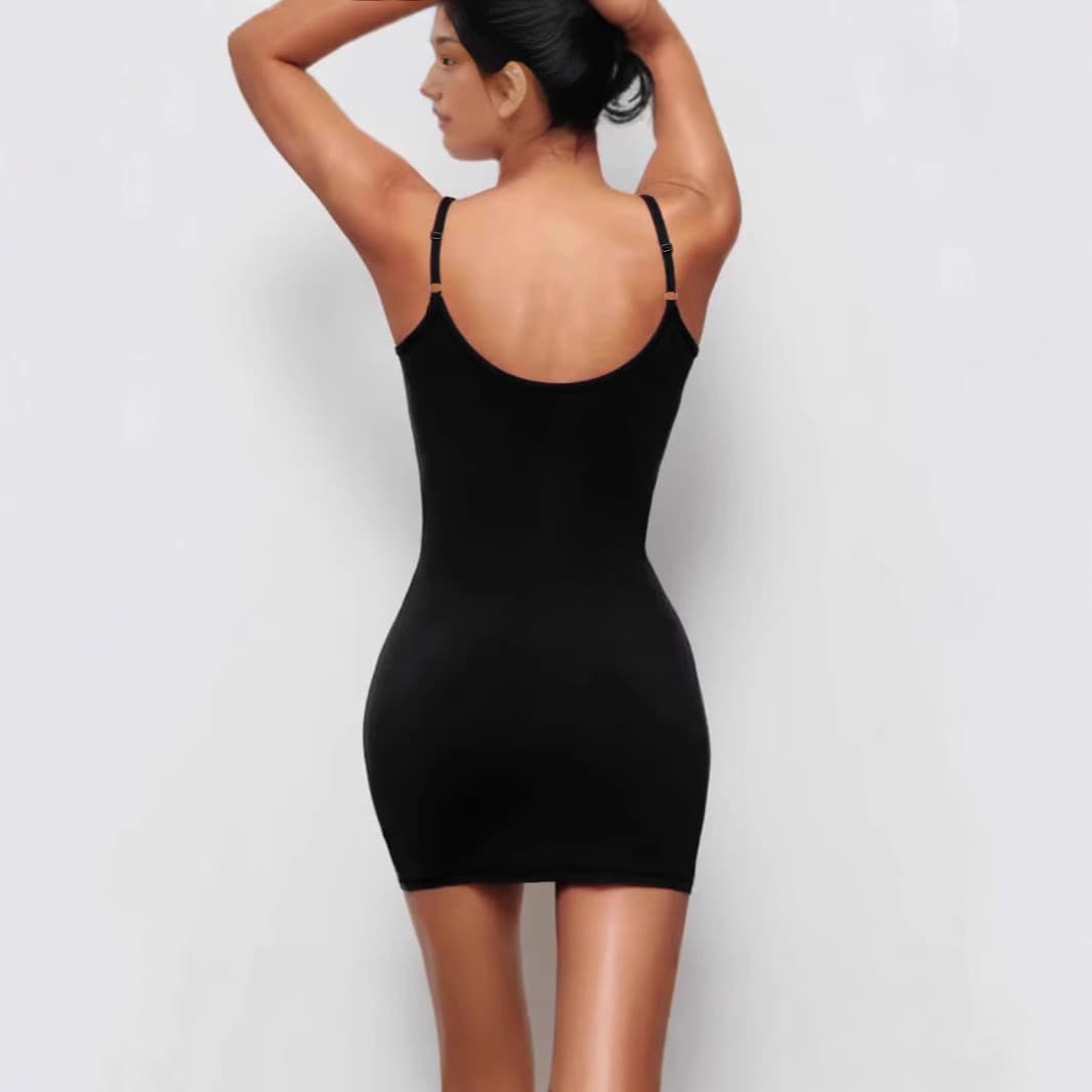 Seamless Shapewear Camisole Dress, Sexy Bodycon Slip Dress with Waist Control, Plus Size
