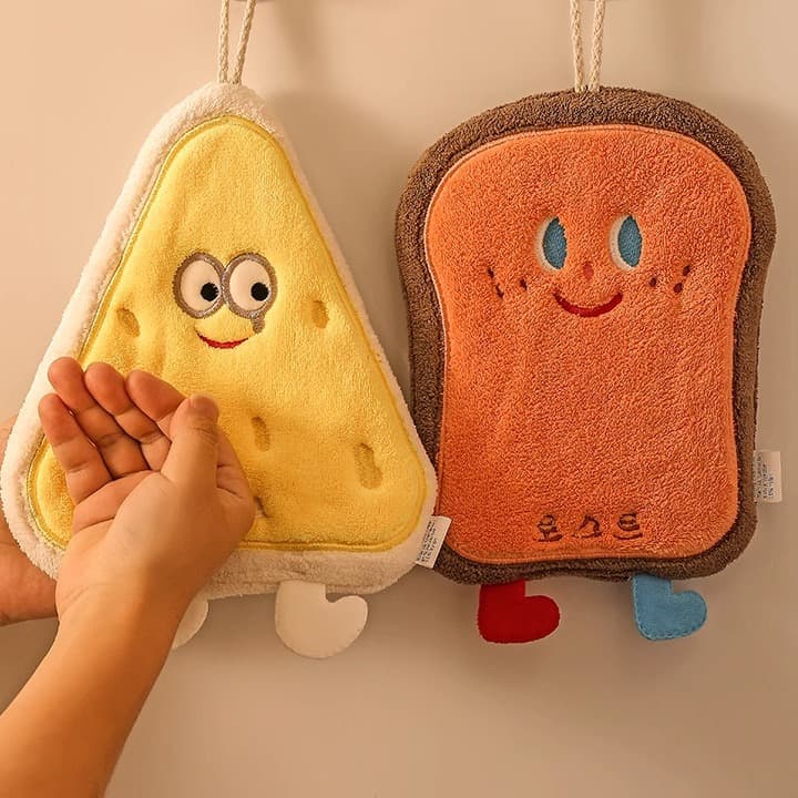 Cute hanging hand towel thickened quick-drying hand cloth bathroom kitchen absorbent towel face towel handkerchief cartoon rag