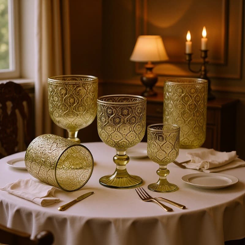 New Vintage Carved Goblet Wine Glass Beverage Cup Creative Elegant Home Hotel Cafe Barware