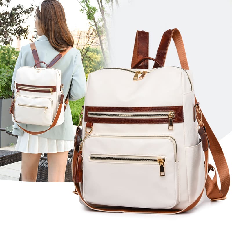 Travel Backpack Women PU Double Shoulder Bag 2022 Trendy Tour Korean Simple Fashion Large Capacity Fashion Bag Street Style Oxford Cloth Leisure Travel