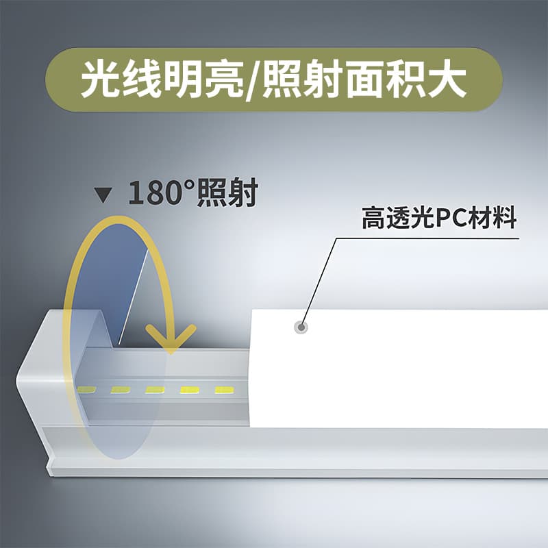 Integrated LED tube, T5 ultra-bright fluorescent light, T8 long strip light, household complete set, energy-saving bracket, 1.2 meters.
