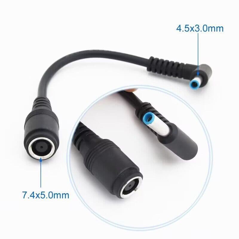 Suitable for HP Dell notebook power adapter cable 7.4*5.0 female to 4.5*3.0 male straight elbow with needle line