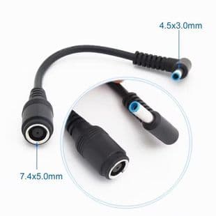 Compatible with HP Dell Laptop Power Adapter Converter Cable 7.4*5.0 Female to 4.5*3.0 Male Straight/Right Angle with Pin