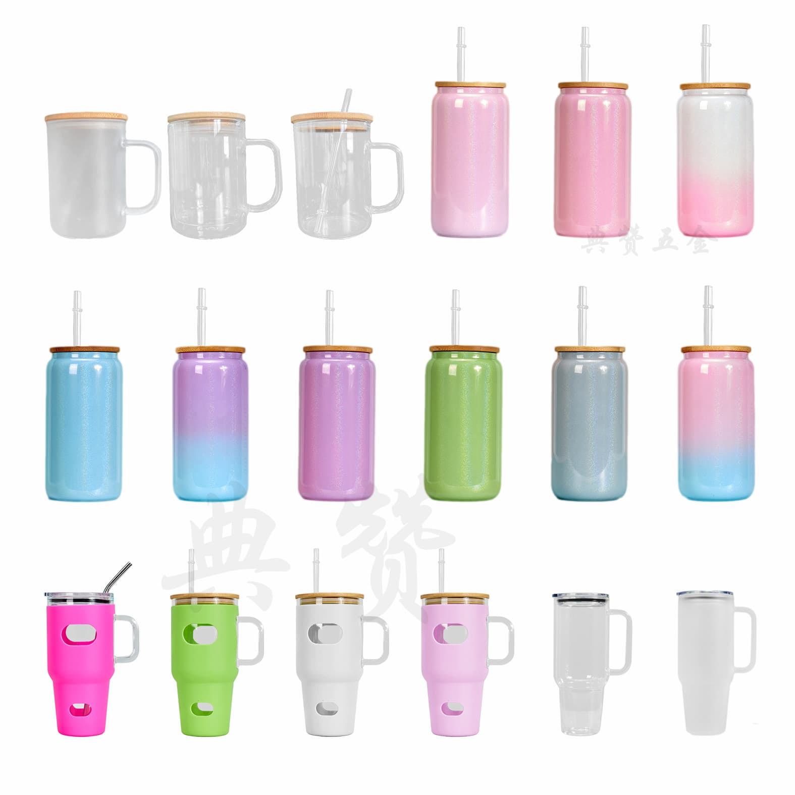 16oz Gradient Color Heat Transfer Glass Cup Electroplated Chameleon Cup Fluorescent Rainbow Paint Water