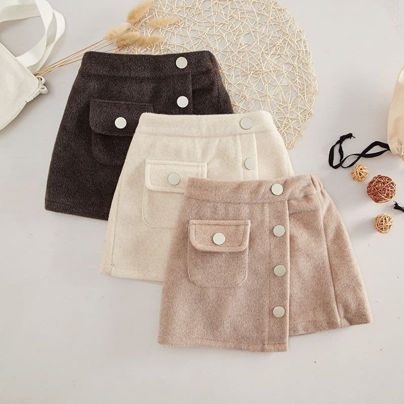 Girls' wrap skirts 2019 autumn and winter new Korean style children's fashionable woolen material short skirts baby A-line skirts