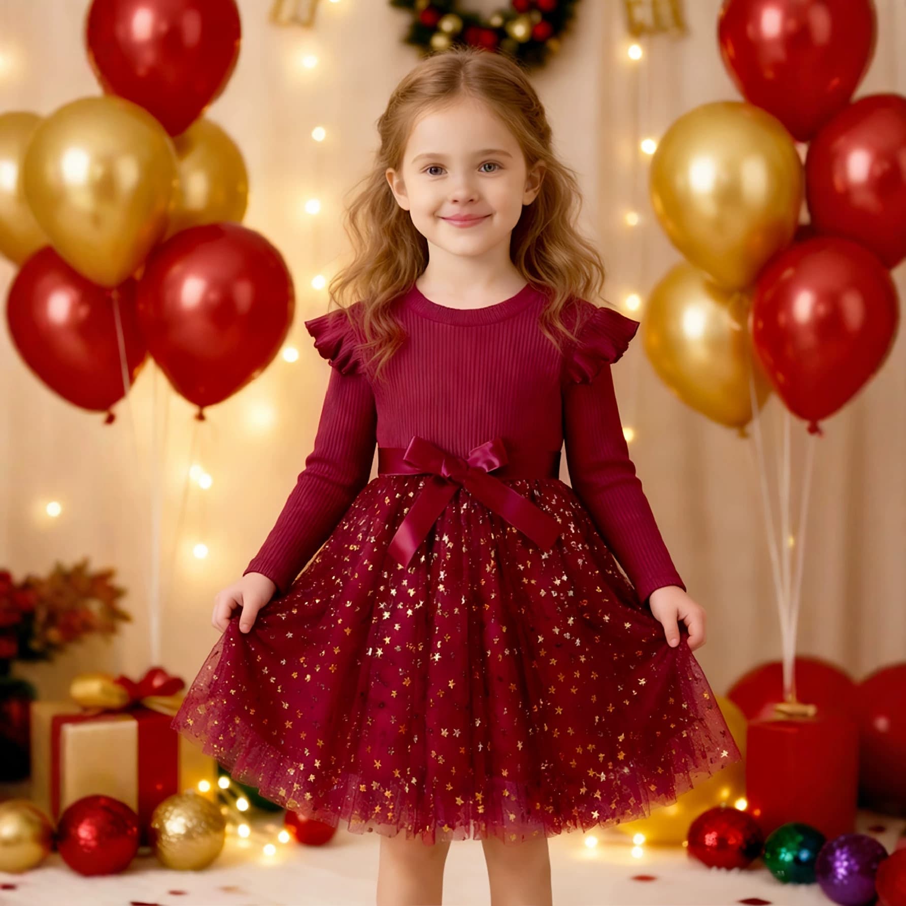 Girls Dress Autumn and Winter 2026 Children's Clothing Autumn Skirt Children's Bow Autumn Skirt Mesh Princess Skirt Fashionable