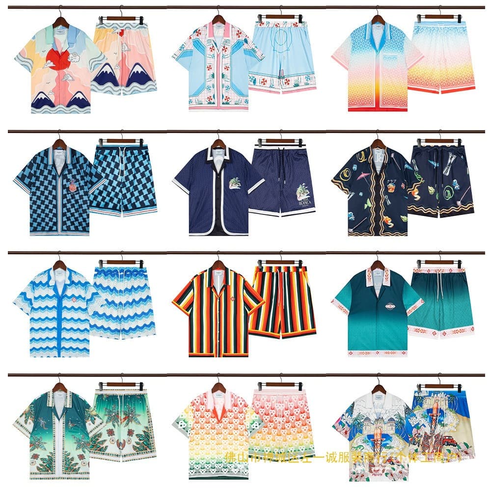 24 Spring/Summer Casa Football Letter Print Short Sleeve Shirt Set, Unisex Loose Pullover
