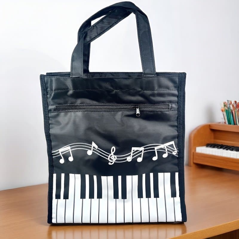 Piano Learning Stationery Tote Bag Student Music Class Textbook File Folder Two-Layer Handbag