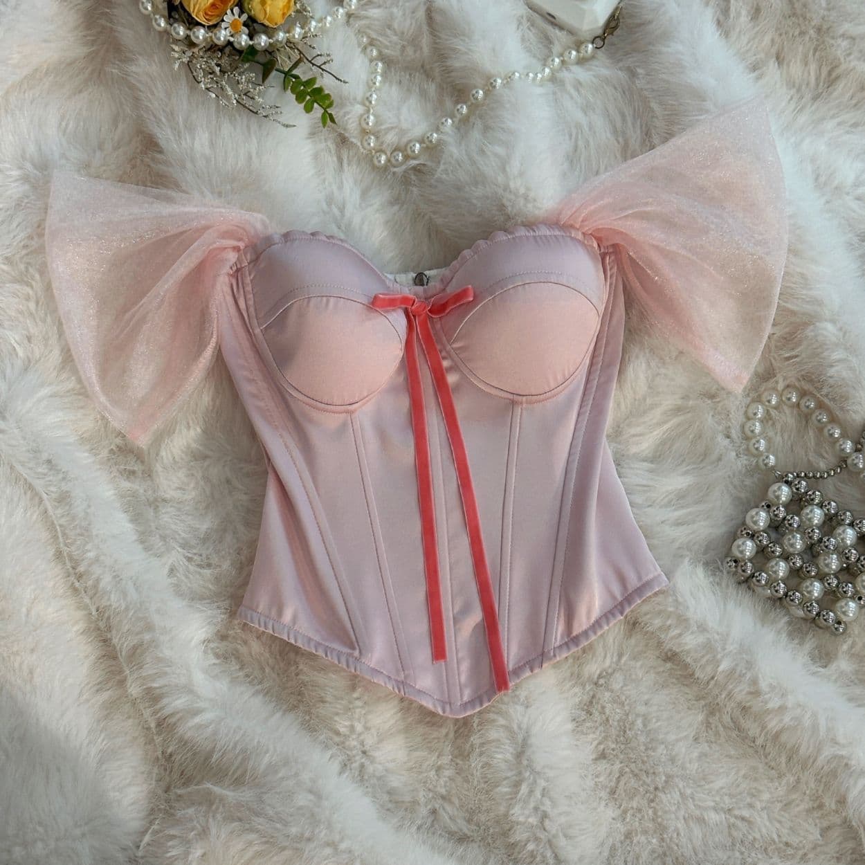 Pink fishbone bra wear high-end slimming tube top