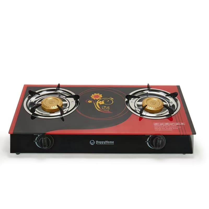 Glass Dual-Eye Gas Stove Tabletop Gas Cooker LPG Stove Cross-Border Export Sales Stove Manufacturer Wholesale