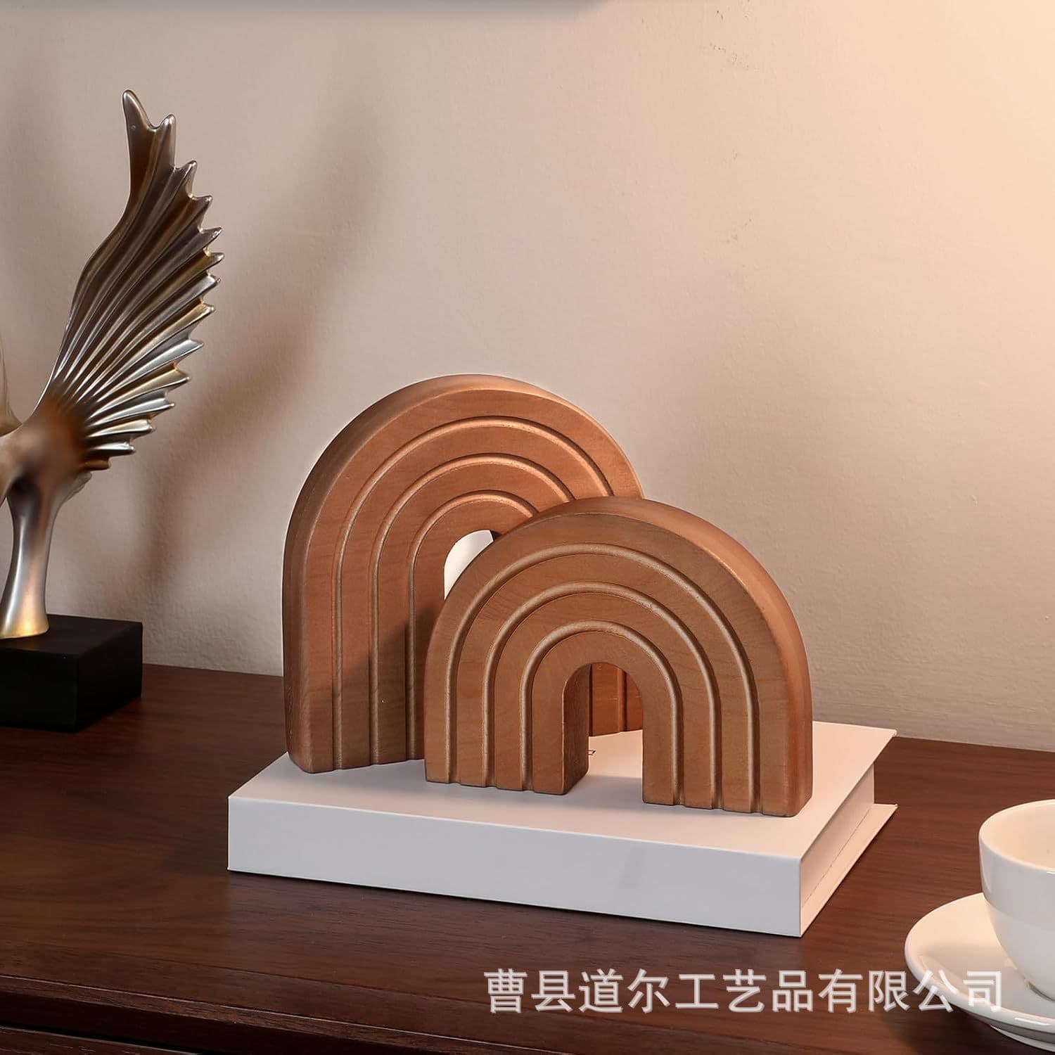 Wooden Arch Ornament Set Rainbow Arch Ambiance Decoration Solid Wood Craft Desktop Home Decor Festival Ornament