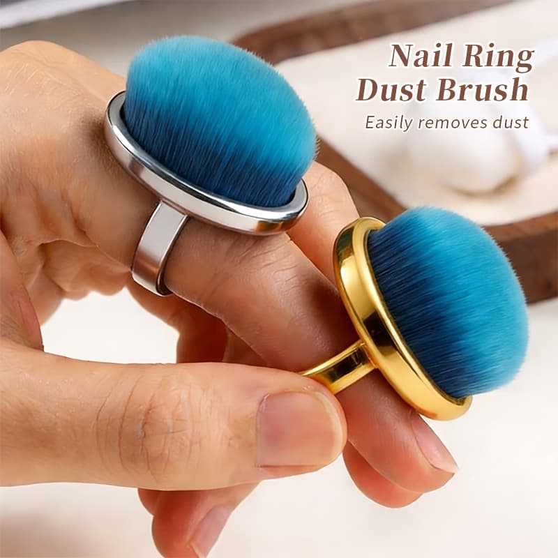 Nail Art Ring Front Dust Brush [Quick Dust Removal] Back Edge Fine Soft Brush Brush Finger Buckle Manicure Tool