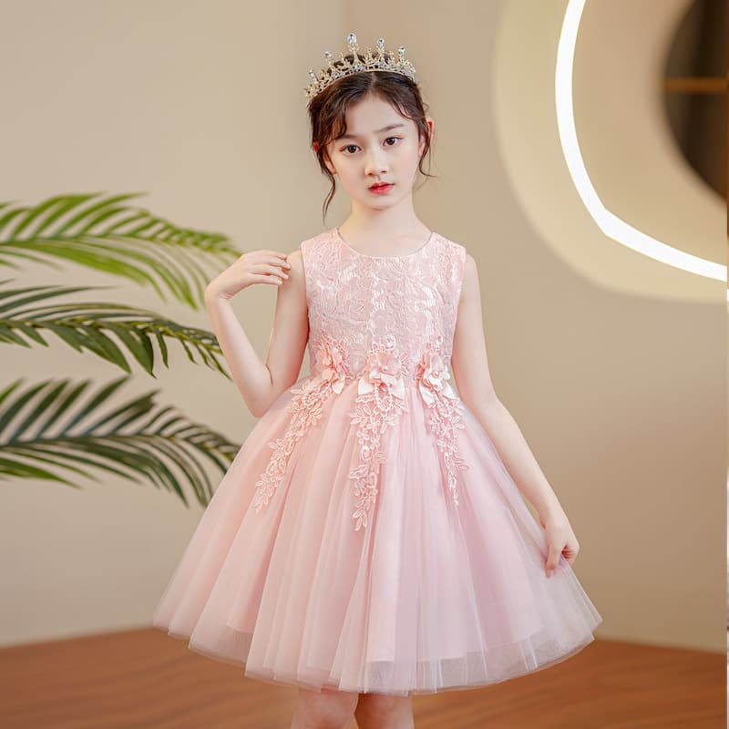 Girls Princess Dress Summer Fashion Children's Birthday Dress White Tulle Flower Girl Wedding Little Girl Gown
