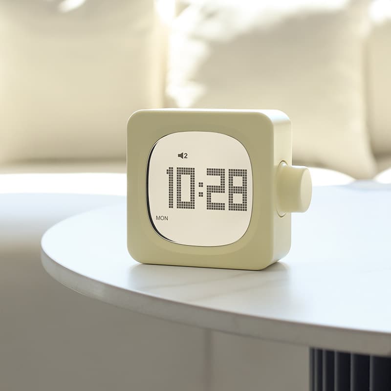 MUID Office Cube Small Alarm Clock, Creative Student Bedroom Square Electronic Clock with Wake-up Light