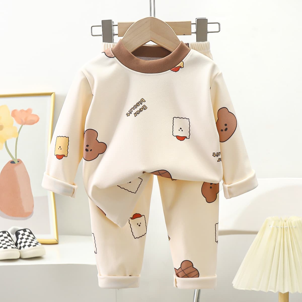 New Children's Thermal Underwear Set, Thickened Velvet Autumn Clothes, Unisex Winter Base Layer Homewear