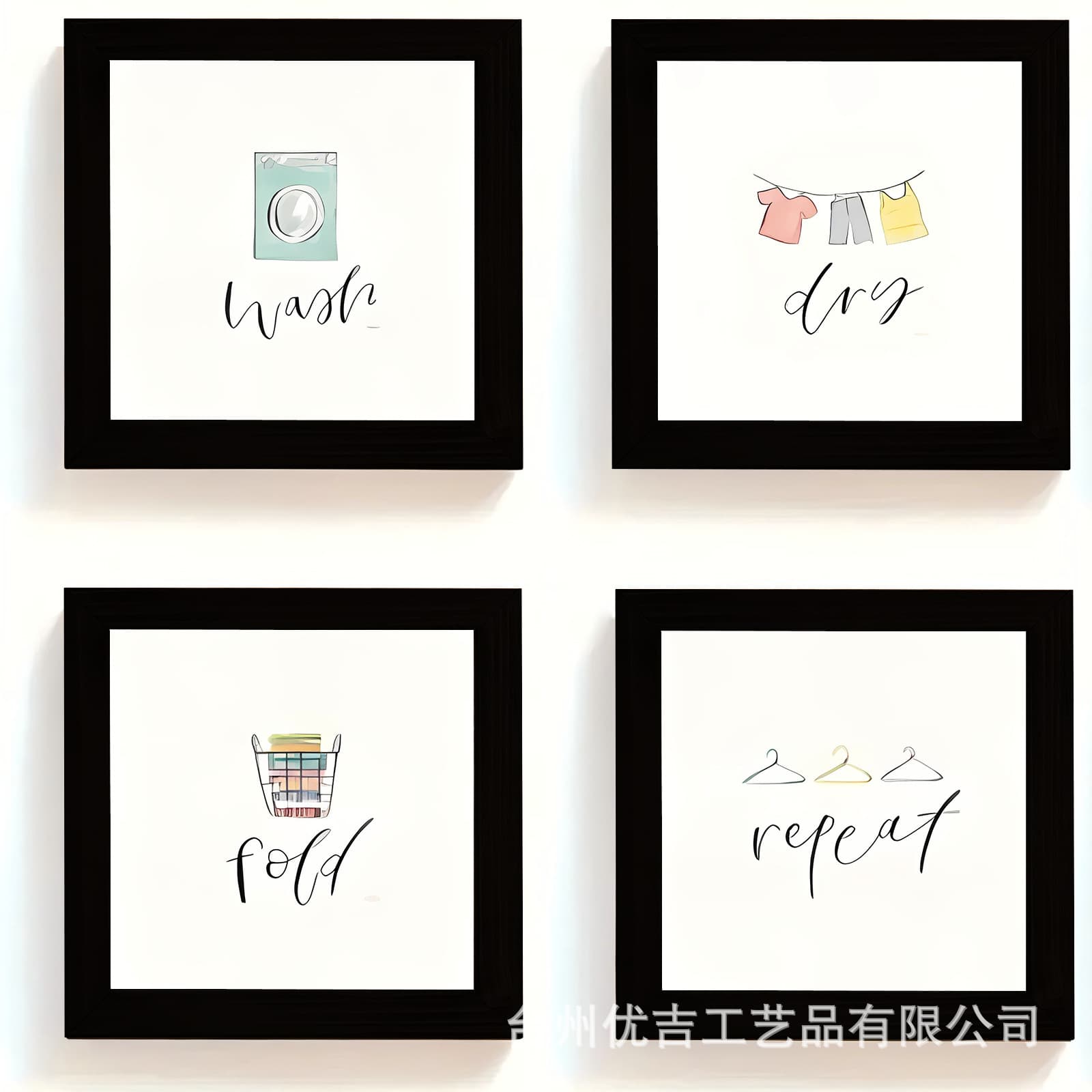 Creative Laundry Room Sign Solid Wood Wall Mounted Bathroom Decorative Wood Frame Picture Frame Hanging Wall Frame Manufacturer
