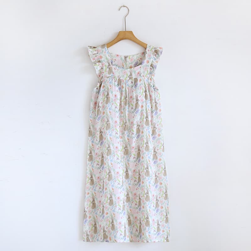 Bamboo Fiber Nightgown Homewear Built-in Bra Camisole Nightgown Summer Thin Comfortable Breathable Wearable Casual Nightgown