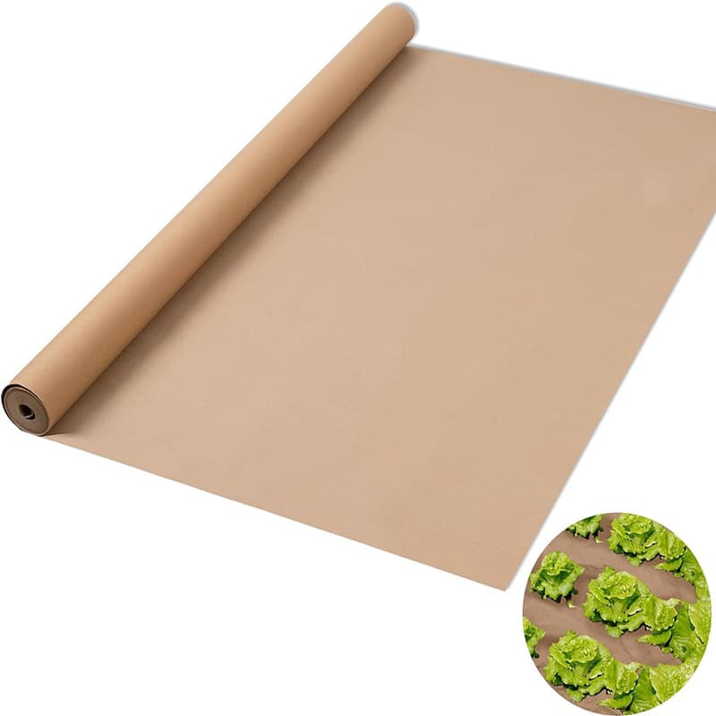 Cross-border thickened biodegradable brown kraft paper for weed control in lawns, gardens, and organic landscaping.