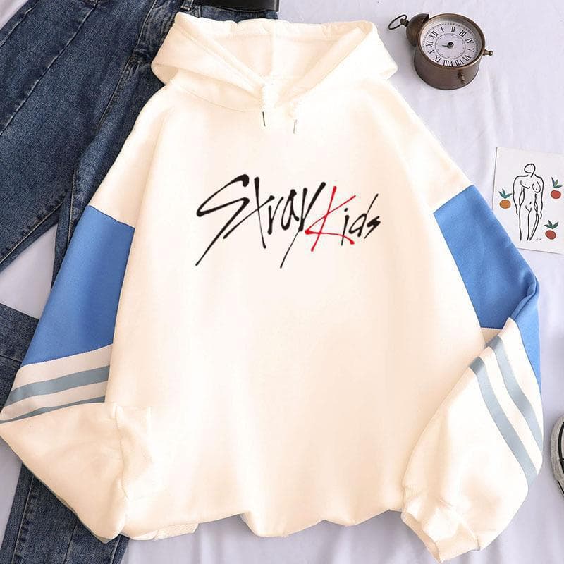 Harajuku KPOP Wanderer Child Album Long Sleeve Patchwork Hoodie Street Style Polyester Cotton Blend Women's Sweatshirt