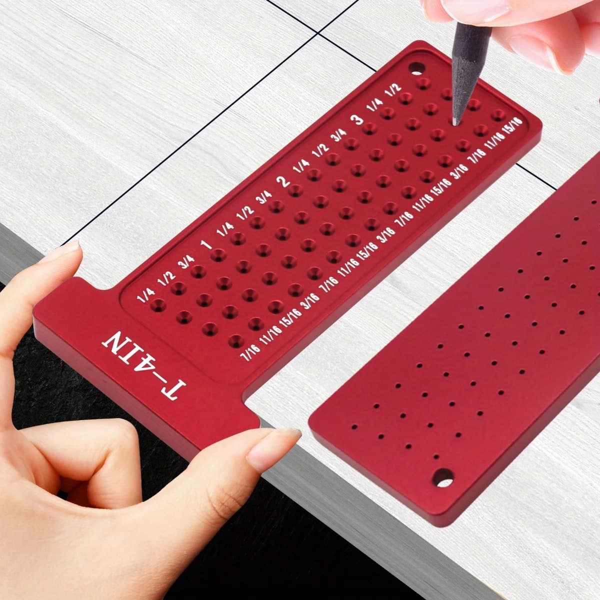 Aluminum Alloy Woodworking Marking Ruler Locator Metric/Imperial T-Type Hole Ruler Measurement Layout Portable Surveying Tool