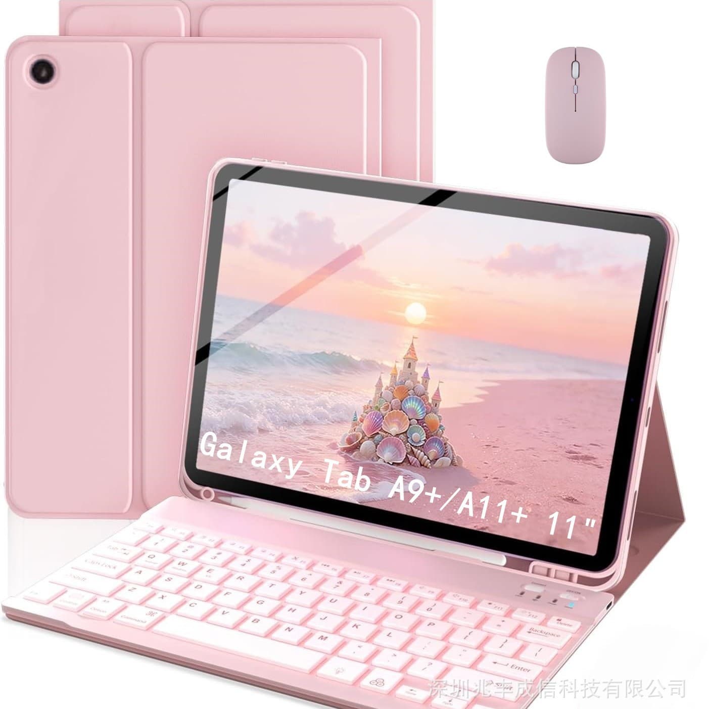 Compatible with Samsung Tab A9 Plus Bluetooth Keyboard Case A11 Plus Touch Backlit Keyboard Pen Slot Leather Cover