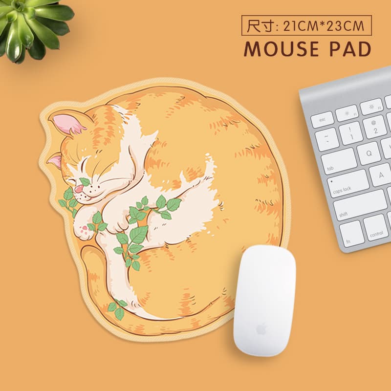Cute Fat Orange Cat Mousepad Small Edge Lock Anti-Slip Notebook Women's Wrist Support Creative Student Protective Fresh Style