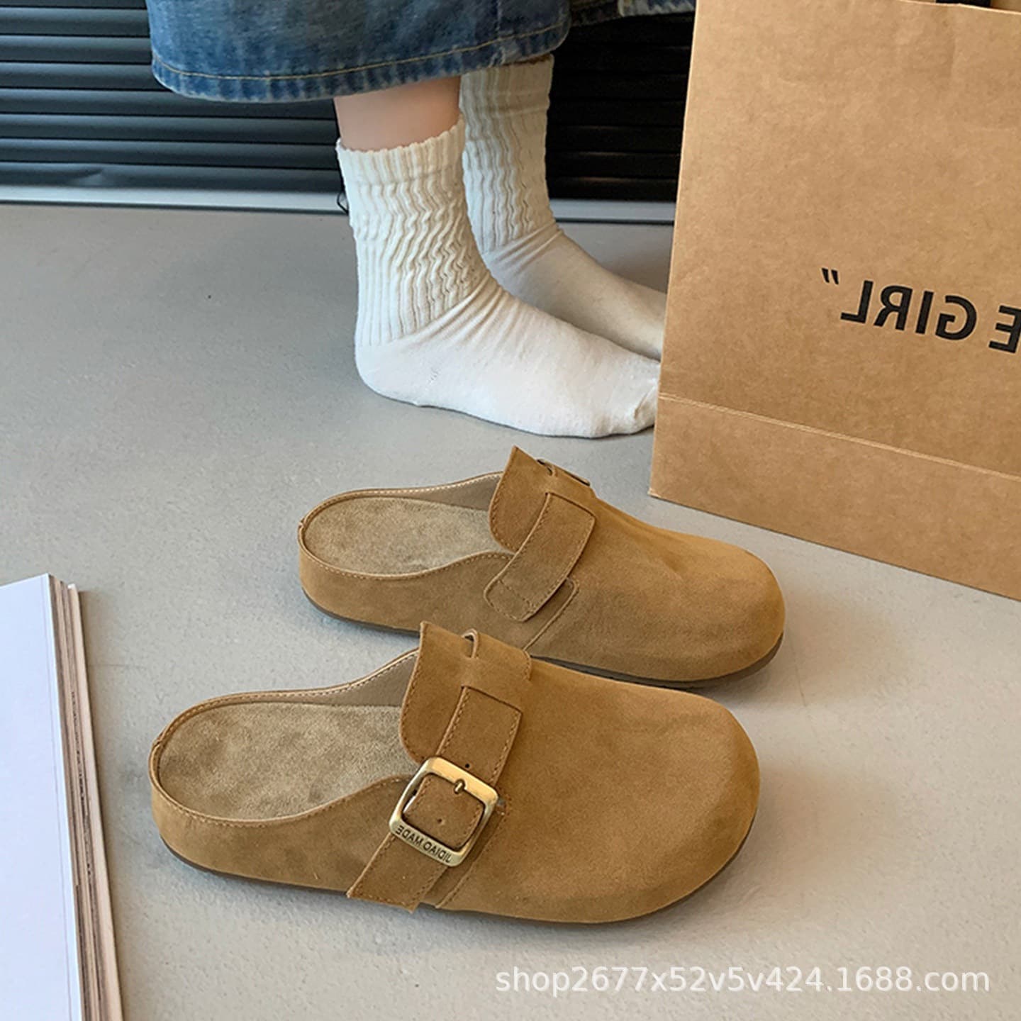 Thick-soled Birkenstock shoes for women 2026 new spring and summer outer wear slip-on lazy shoes Birkenstock half-slippers