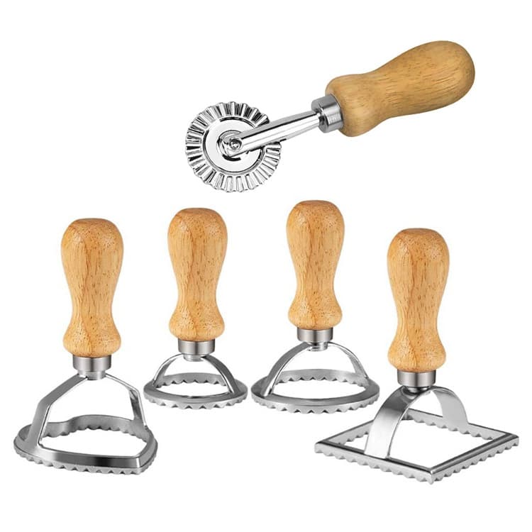 Dumpling Edge Embossing, Zinc Alloy Cookie Mold, Dumpling Wrapper Edge Flower Press, Biscuit Mold, Wooden Handle Cookie Cutter Wheel