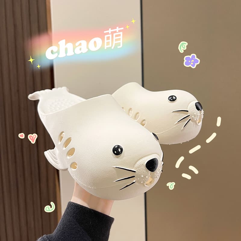 New Summer Home Sandals, Cute Cartoon Closed-Toe Couple Shoes, Fashion Flat Half Slippers for Women
