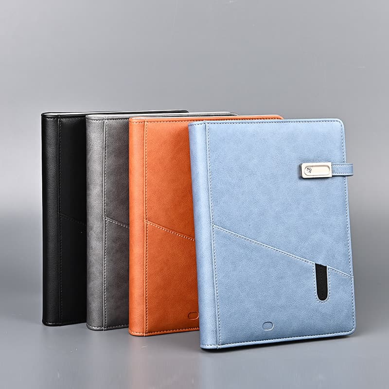 Manufacturer Custom Power Bank Notebook, A5 Loose-Leaf Charging Notepad with USB Drive, Custom Logo Business Gift